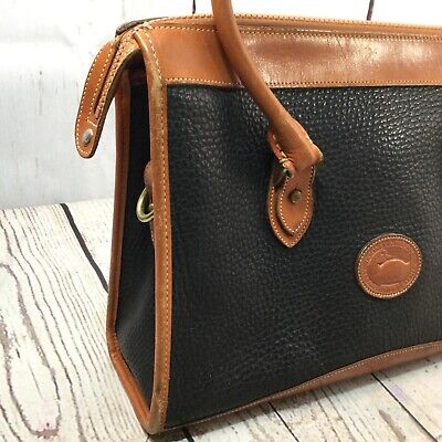 Dooney & Bourke Dr. Satchel Bag Navy & British Tan Pebbled Dooney & Bourke Dr. Satchel Bag Navy & British Tan Pebbled