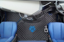 TRUCK ECO LEATHER FLOOR MATS SET- BLACK FIT VOLVO FH 5  2021+ TWIN AIR SEATS