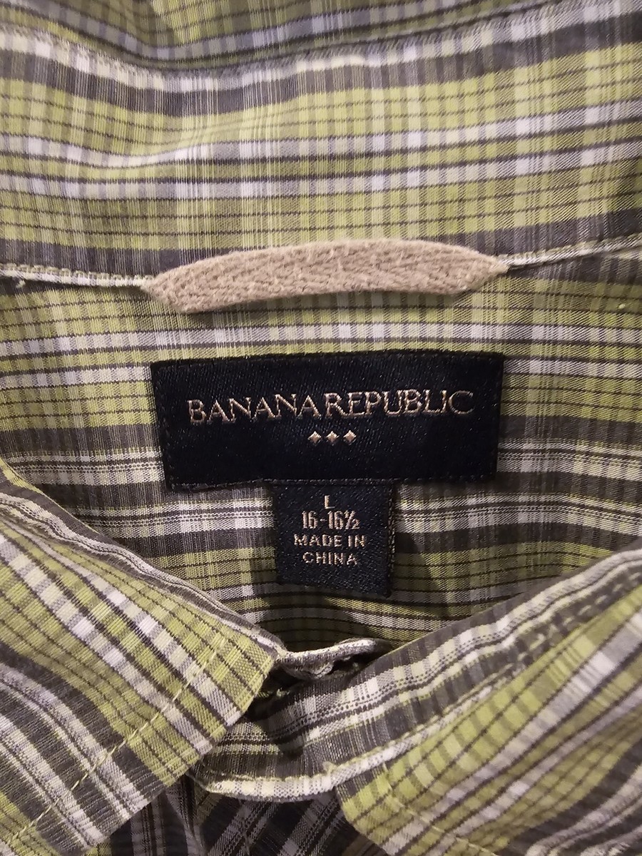 Banana Republic Men's Multicolor Check Short Sleeve Shirt Size