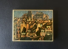 Vintage Miniature Joan Miro’ “Montroig”  Print on Wood made in Spain