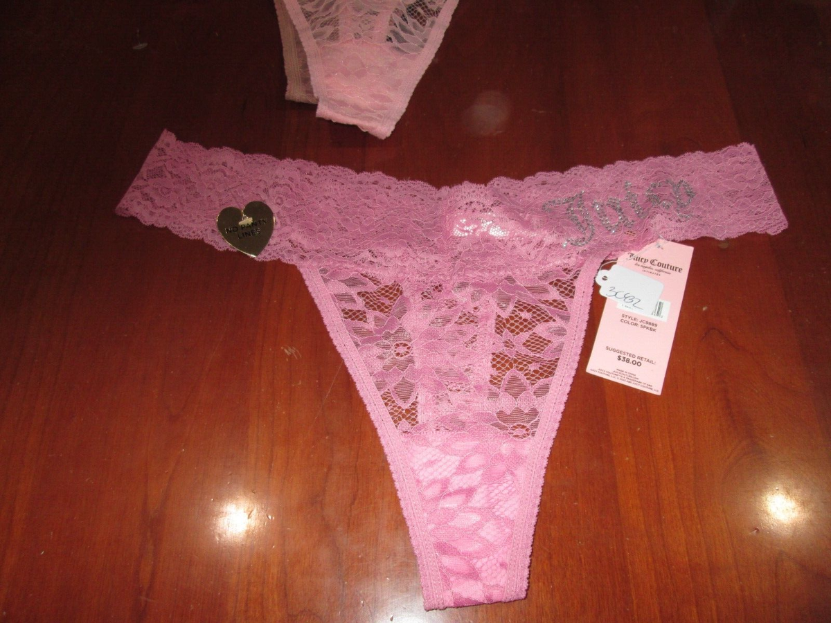 NWT Juicy Couture 4 Pack Lace Thong No Panty Lines Womens Size L