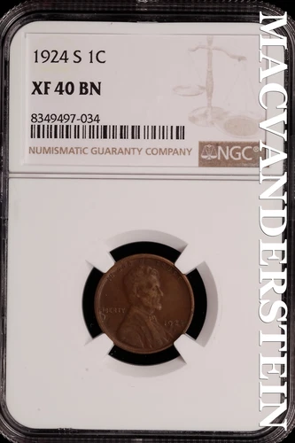 1924-S Lincoln Wheat Cent - NGC XF 40 BN - Scarce  No Reserve  #SLH143