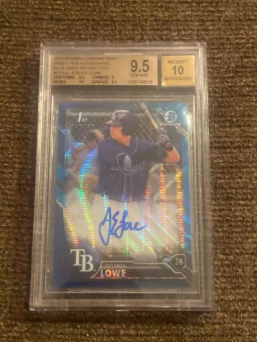 Joshua Lowe 2016 bowman chrome draft blue wave auto autograph #100/150 bgs 9.5