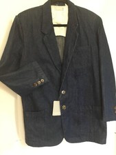 Nwt Vintage Esprit 1980’s Blue Denim Blazer Jacket Big Shoulders Patch Pockets L
