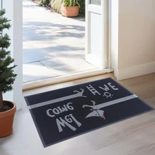 Black Ruggable Front Door Mat Outdoor Indoor Low Profile Welcome Mat with Rubber