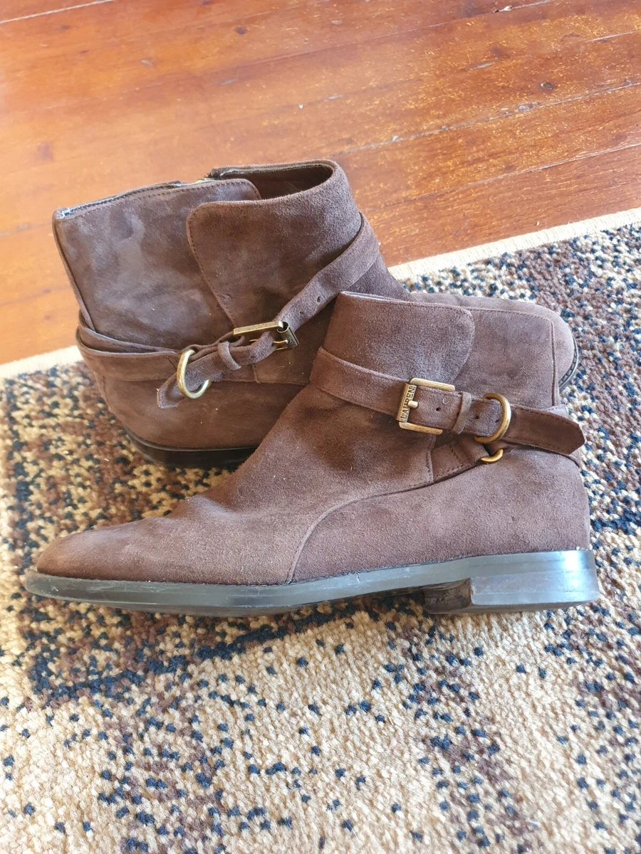 Polo Ralph Lauren Womens Brown Berney Suede Boots sz 8B