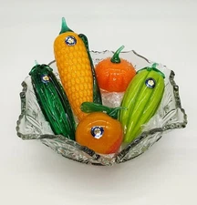 Czech Republic Blown Glass Fruits and Vegetables 5pc Set (bowl not included)