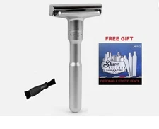 Variant ADJUSTABLE Safety Razor & 5 Double Edge Blades - Satin Chrome W 5 Blades