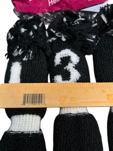 Vintage NOS High Skore Pom Pom Golf Club Head Covers Knit Socks BLACK / WHITE - Picture 5 of 8
