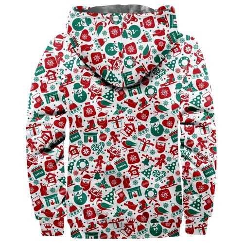 Herren Weihnachten Fleece Hoodie Pullover 3D Druck Freizeit Kapuze Winter Zip Jacke - Bild 4 von 16