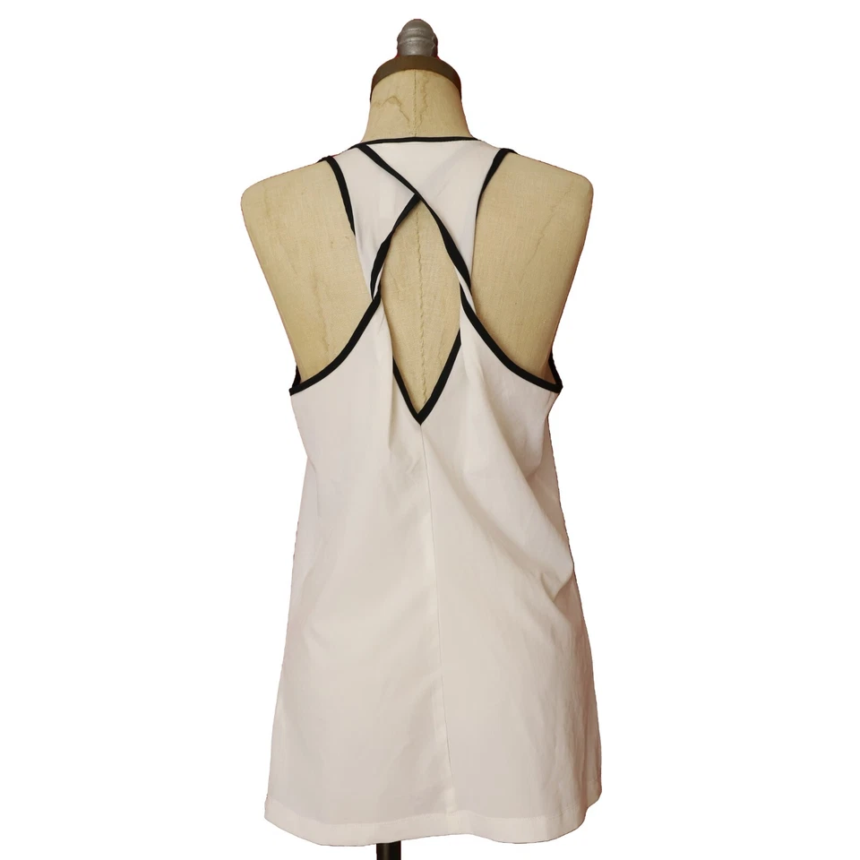 FABLETICS Tyra Linne Twisted Back Tank Top M White Black Active EUC B42 - Image 3 of 4