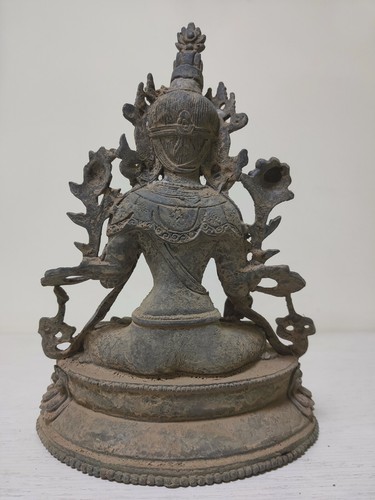 Antiques White Tara Buddha Figure Bronze Sculpture from Tibet Budda Old Statue - Picture 3 of 5