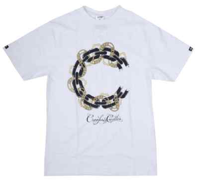 ''''Crooks & Castles Gold Chain White T-Shirt: Cutting Edge Streetwear for Men''