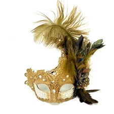 Women's Masquerade Feather Mask Venetian Halloween Wedding Mardi Gras Costumes