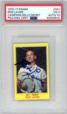 Rod Laver 1970-71 Panini Campioni Dello Sport Rookie 331 Autograph PSA 3 Auto 10