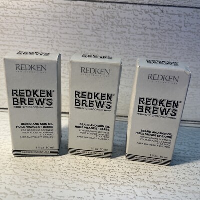 3 Redken Brews Beard and Skin Oil 1 oz  Grooming Softness * Oil not Wax