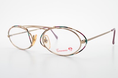CASANOVA Brille Mod. LC-22 C04 48/20 Multicolored 24ct Gold Oval Italy 90s