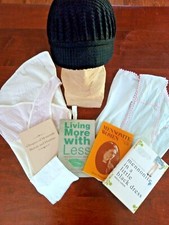 Vintage Mennonite Women's Lot Bonnet, 2 Smock Aprons, Handkerchief, and 4 Books