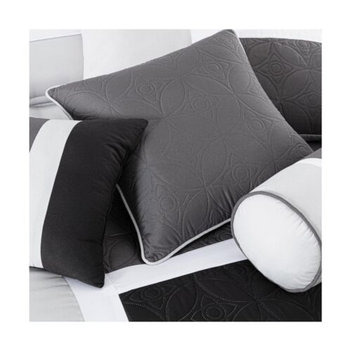 Chezmoi Collection Upland 7-Piece Quilted Patchwork Comforter Set, Black/Gray... - Picture 4 of 9