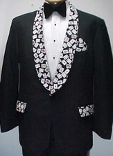 BLACK TEXAS HOLDEM CARDS VINTAGE PROM TUXEDO SMOKING JACKET mens sizes 60 - 64