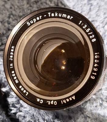 Asahi Pentax Super Takumar 28mm f/3.5 M42 Mount Leather Case Vintage From JAPAN 
