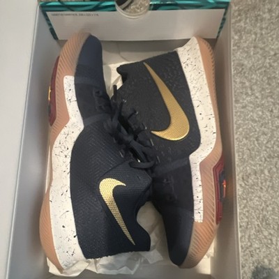 Kyrie Nike Navy Gold Speckled Lace Up Mid Top Basketball Sneakers Men's