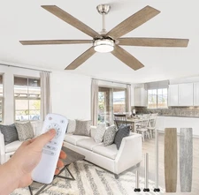Fanbulous 65” Ceiling Fan Large Farmhouse Modern Light Remote Brown Grey 3457E