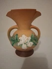 Vtg 1950s ROSEVILLE Pottery Gardenia Brown Flared Handled Footed Vase  684-8 MCM