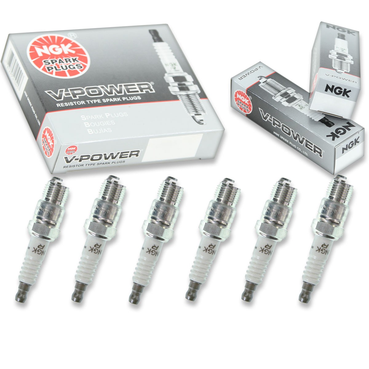 6 pcs NGK V-Power Spark Plugs for 1975-1978 GMC C25 4.8L 4.1L L6 - Engine sh