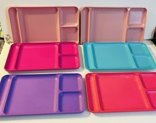 Tupperware Divided Food Serving Tray Set of 6 Camping Picnic Pastel Colors. 1535