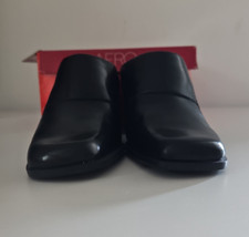Aerosoles Black Leather Slip-On Block Heel Mules Square Toe Women's 7M