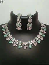 Indian Bollywood Bridal PartyWear Silver Plated Cz Jewelry Set Weding Women RM10