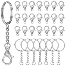 120pcs Split Key Ring with Chain,60pcs Keychain Rings with Chain and Jump Rings