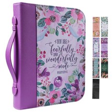 Bible Cover Case for Women PU Leather Woman Book Carrying Bag Purple