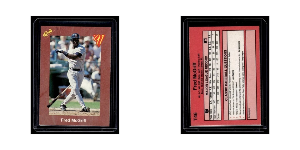 Fred McGriff 1991 Classic #T46 San Diego Padres Baseball Card NM - Image 3 of 3