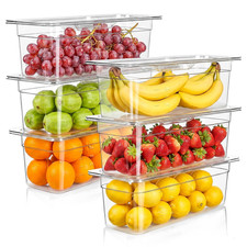 6-Pack 1/3 Size 6''Deep NSF Polycarbonate Food Pans with Lid, Clear
