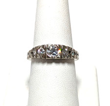 14K White Gold Diamond Wedding Band Ring, Size 6-3/4