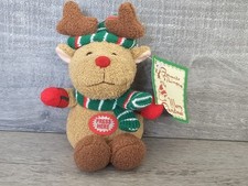 Vtg Christmas Reindeer Mini Plush Cracker Barrel Musical WORKS 206c