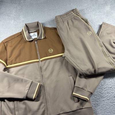 Sergio Tacchini Tracksuit Mens XL / L Taupe Grey Brown Italian Jacket Pants