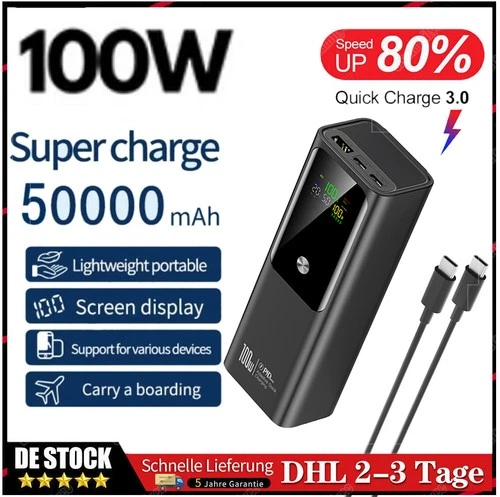 Kovol 50000mAh Powerbank + 100W Desktop Ladegerät Schnell Notebook Netzteil DE
