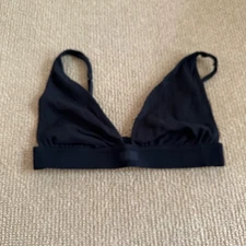 Skims Soot Cotton Rib Plunge Bralette, Size XL NWT