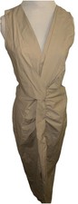 ZARA Beige Wrap Midi Dress Sleeveless Waist Tie Cutout NWT Women’s Size M