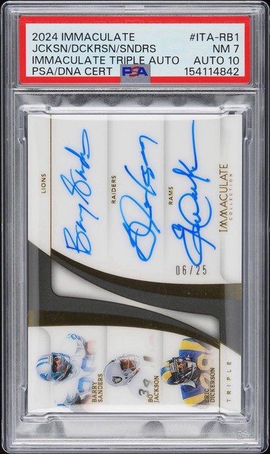 2024 Panini Immaculate - Barry Sanders Bo Jackson Eric Dickerson Triple Auto /25