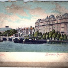 c1900s UDB Amsterdam, NL Amstel Hotel Canal Boat Bridge Grand Building Dutch A27
