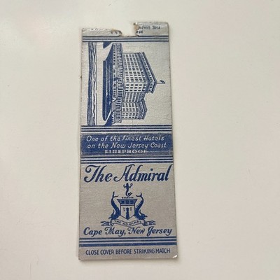 The Admiral Fireproof 1940 Cape May NJ Vintage Matchbook Cover TMB86-3