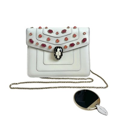 Bvlgari Serpenti Forever White Jeweled Mini Bag Pre-Owned