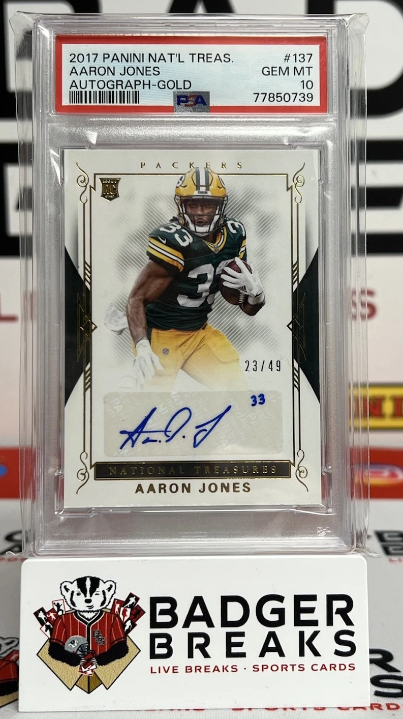 Aaron Jones Panini National Treasures #137 Autograph-Gold