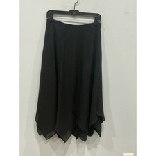 Vintage MSK Womens Chiffon Asymmetrical Hem Skirt Size S Whimsigoth Black Fairy