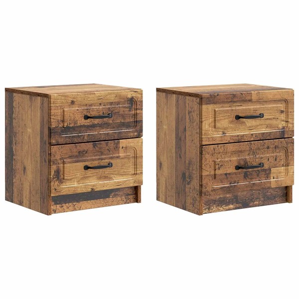 Nachttisch 2Er Set Altholz 43X34,5X44,5 Cm Massivholz Optik-image