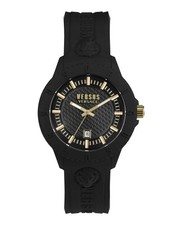 NEW VERSUS VERSACE BLACK SILICONE GOLD ACCENT TOKYO R STRAP MEN WATCH VSPOY7921